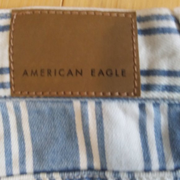 NWOT American Eagle Blue and white striped jeans size 12 - Picture 7 of 13